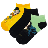 Three pair pack of HOTSOX low cut socks featuring Kandinsky's "The Kiss" and Leonardo da Vinci's "Mona Lisa" thumbnail