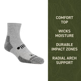 Gray sock with text on a green background