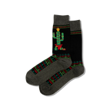 Black HOTSOX Men's Christmas Cactus Crew Socks thumbnail