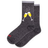 Gray socks with champagne glass design on a white background thumbnail