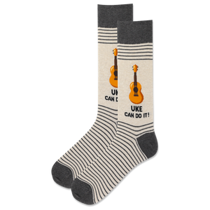 HOTSOX men's socks with ukulele design and text on a white background