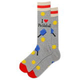 Gray socks with pickleball-themed design on a white background thumbnail