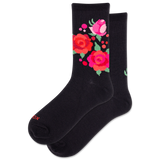 Black socks with colorful floral design on a white background thumbnail
