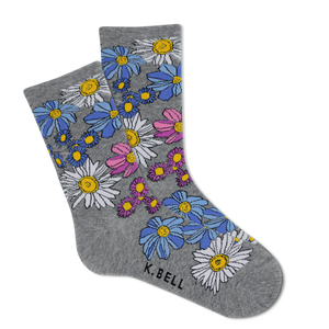 K.Bell Women's Springtime Floral Crew Socks